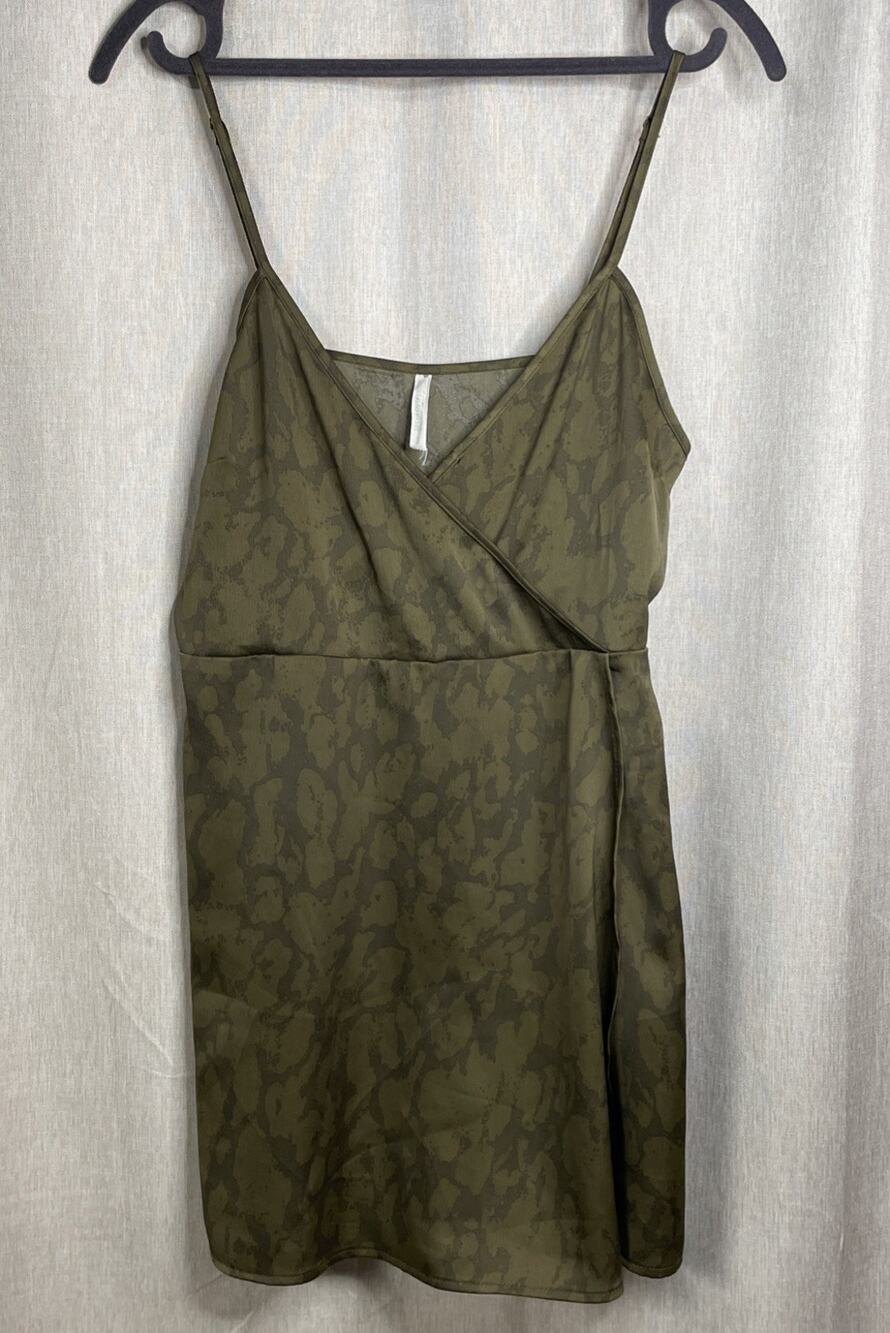 Urban Outfitters Women’s Riva Satin Wrap Romper - Camouflage - Size Small